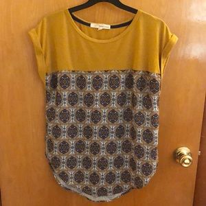 Yellow Rewind mixed Tee - Size Small